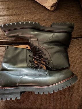 Church's Black Leather Lug-Sole Lace-Up Boots